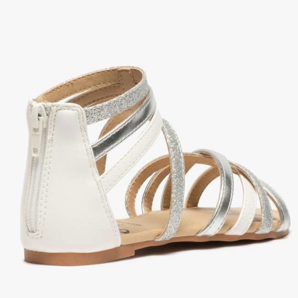 Cat & Jack Silver and White Sandals with Metallic Straps - Picture 2 of 6